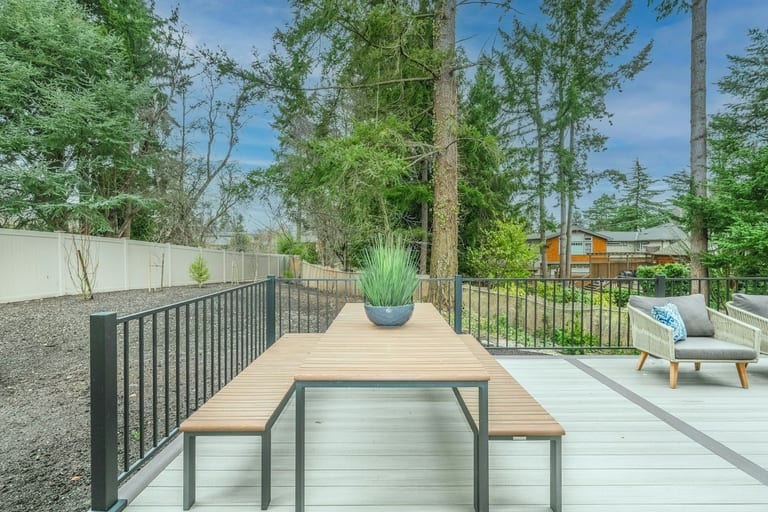 Composite deck set for outdoor dining