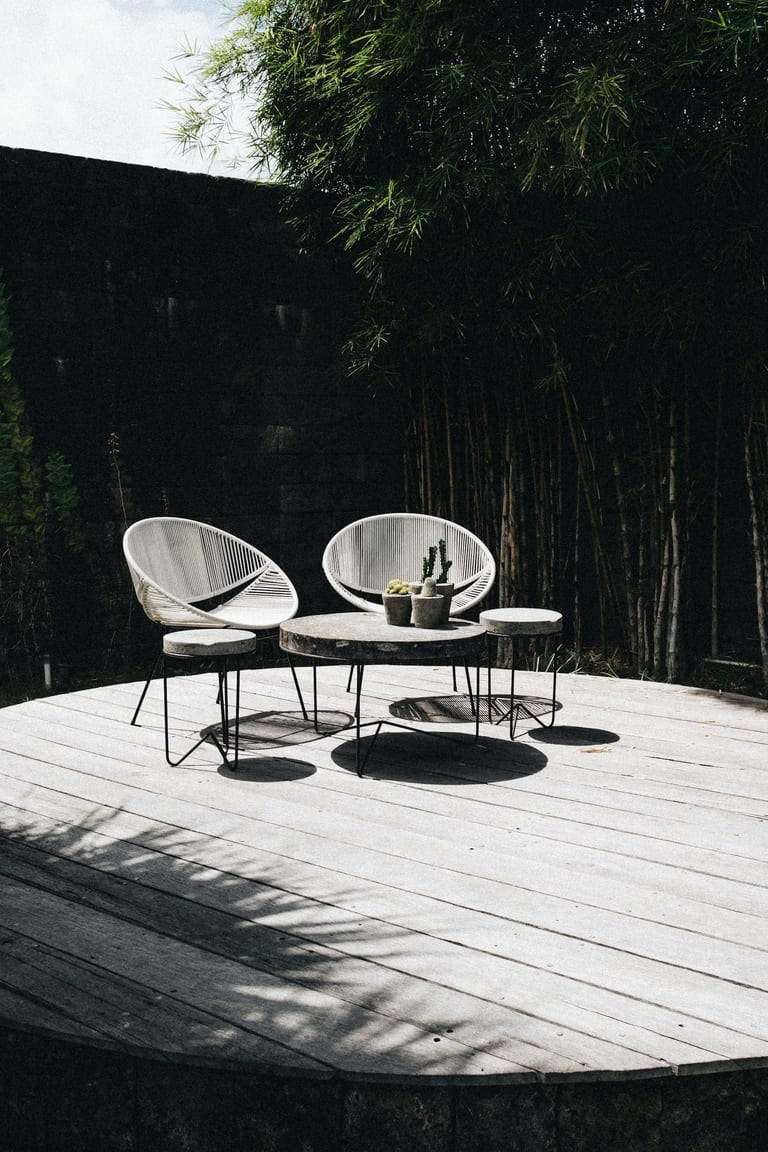 Premium composite deck with designer outdoor furniture